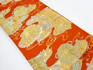 アンティーク　ヱ霞に桐・花模様織り出し袋帯(着用可)